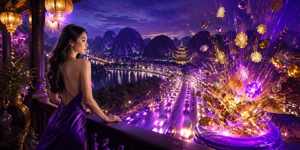 Khung cảnh Ninh Bình về đêm với ánh đèn neon và người dùng truy cập trang cá cược trực tuyến